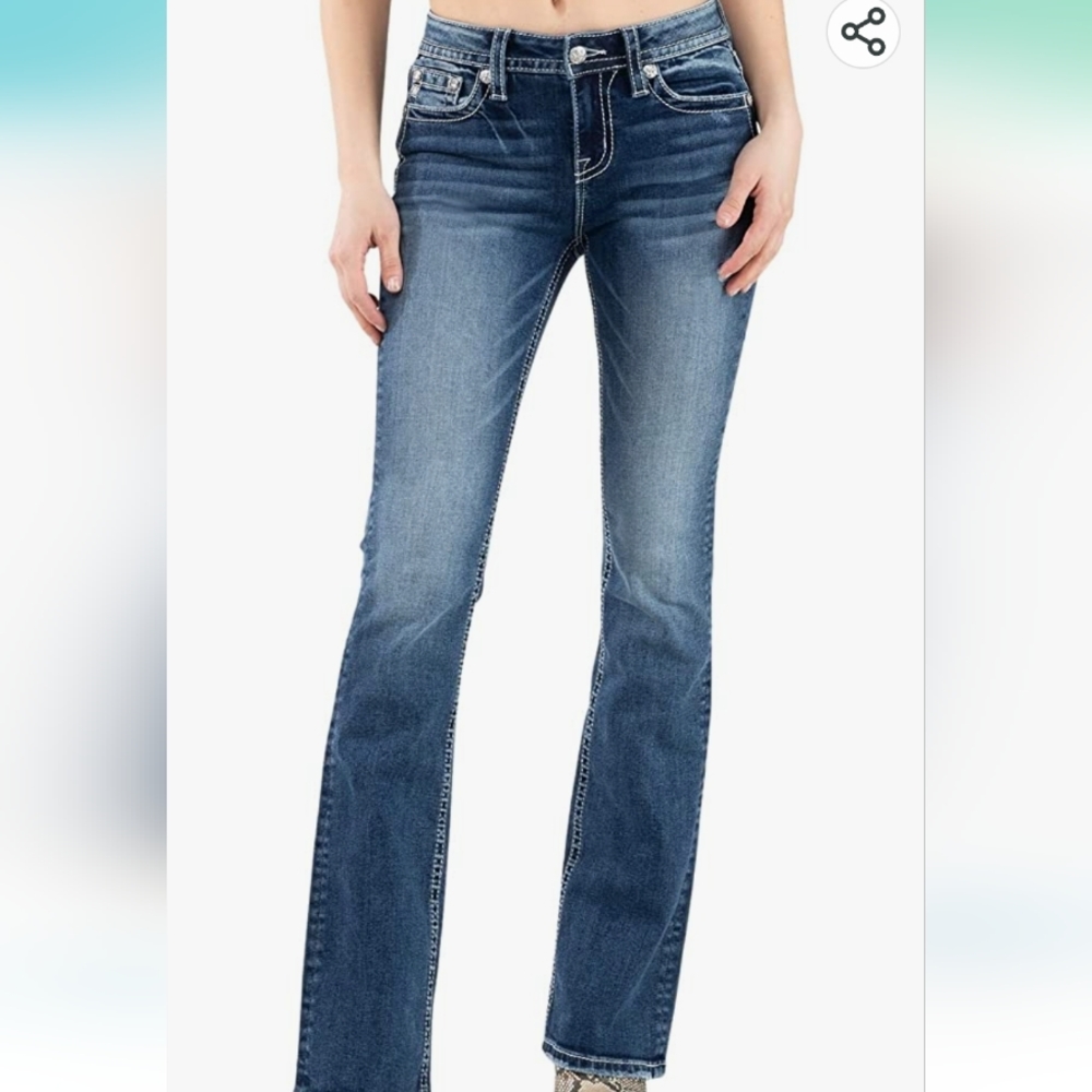 Miss me boot cut jeans,angel wings back pocket sz25 low rise,
